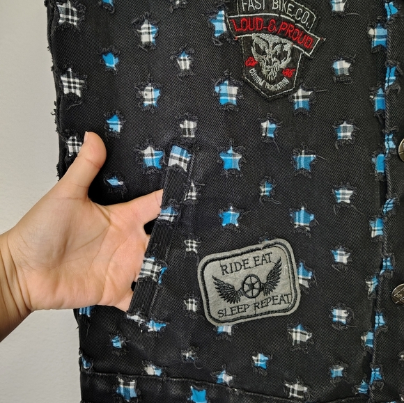 Imperious Men's Biker Motorcycle Denim Vest With Patches Sz XL Cotton - Picture 15 of 16